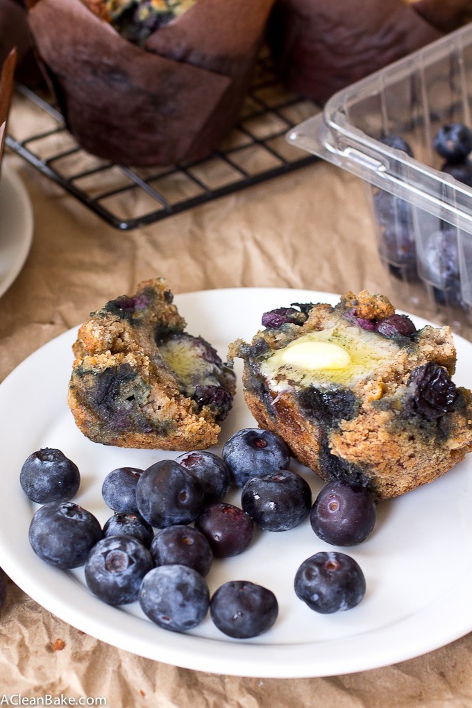 Paleo Banana Blueberry Muffins (gluten free, grain free, dairy free) 