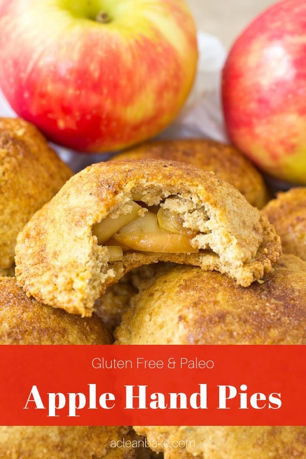 Gluten free and paleo apple hand pies are an easy and festive fall dessert #glutenfree #glutenfreedesserts #paleo #paleodesserts #appledesserts #healthydesserts #dessertrecipes #healthydessertrecipes
