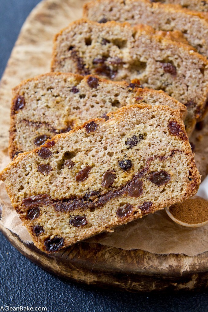 Cinnamon Raisin Swirl Bread (Grain free, gluten free, low carb, yeast free, dairy free)