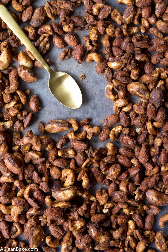 Slow Cooker Candied Spiced Nuts (Gluten Free, Paleo, Naturally Sweetened)