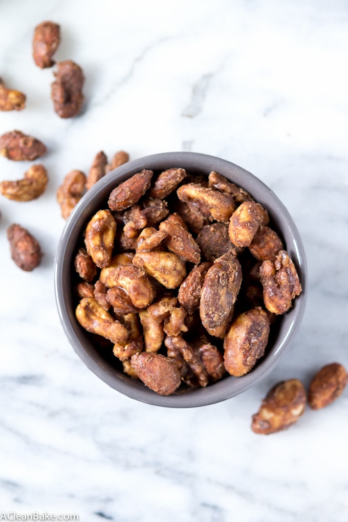 Slow Cooker Candied Spiced Nuts (Gluten Free, Paleo, Naturally Sweetened)