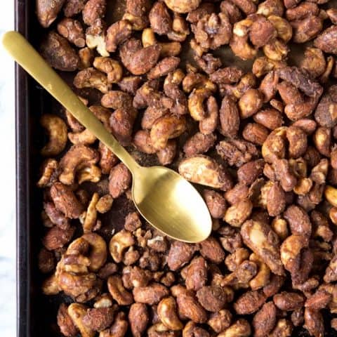 Slow Cooker Candied Spiced Nuts (Gluten Free, Paleo, Naturally Sweetened)