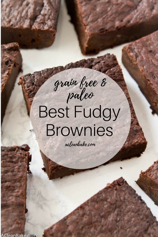 The BEST fudgy brownies that also happen to be #glutenfree and #paleo-friendly! #paleorecipe #paleodessert #paleodessertrecipe #grainfree #naturallysweetened #glutenfreerecipe #glutenfreedessert #glutenfreebrownies #brownierecipe #brownies
