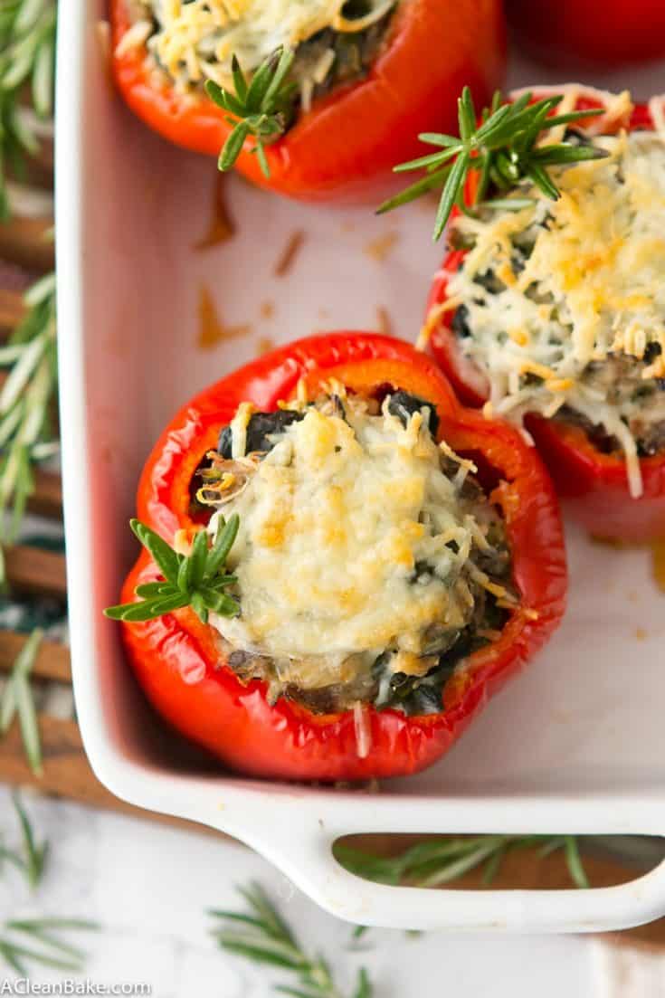 Paleo Stuffed Peppers with Wild Rice and Asiago | A Clean Bake