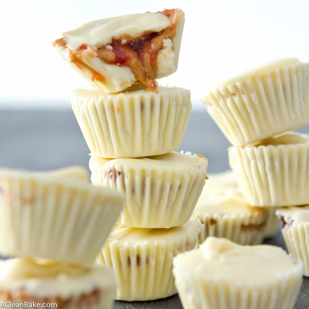 White Chocolate Peanut Butter & Jelly Cups (Gluten Free, Paleo and Vegan)