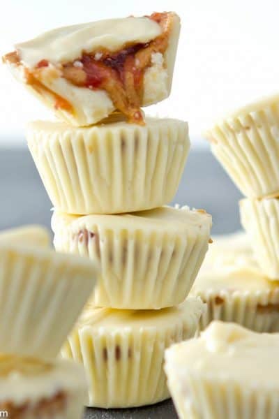 White Chocolate Peanut Butter and Jelly Cups (Gluten Free, Paleo and Vegan)
