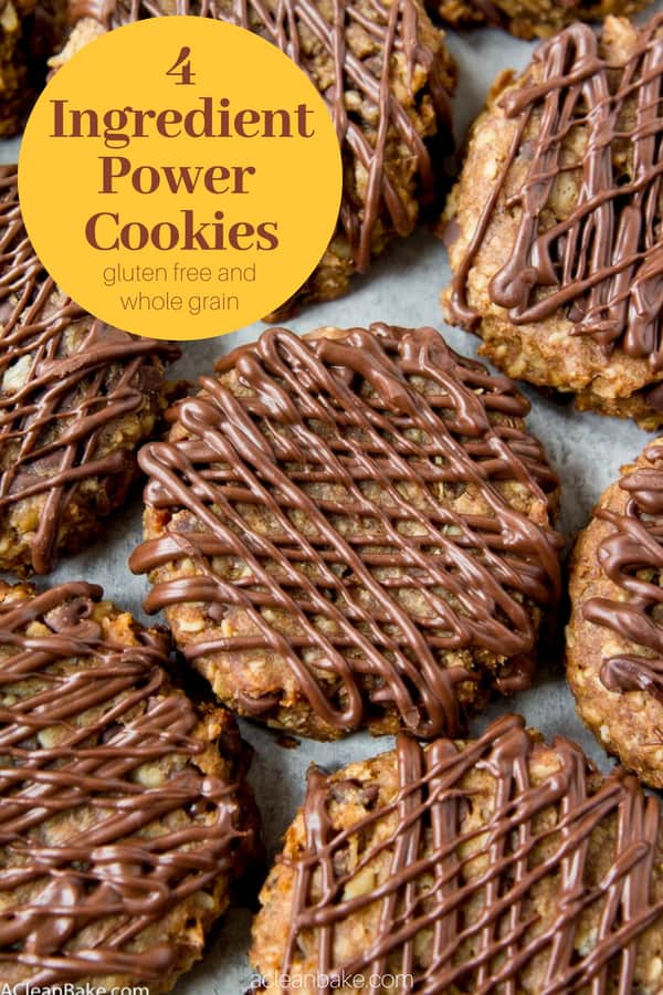 4 Ingredient Power Cookies #glutenfree #glutenfreerecipes #glutenfreecookies #glutenfreedesserts #healthyrecipes #healthy #healthydesserts #healthycookies #wholegrain #wholegrainrecipes #wholegrainedesserts
