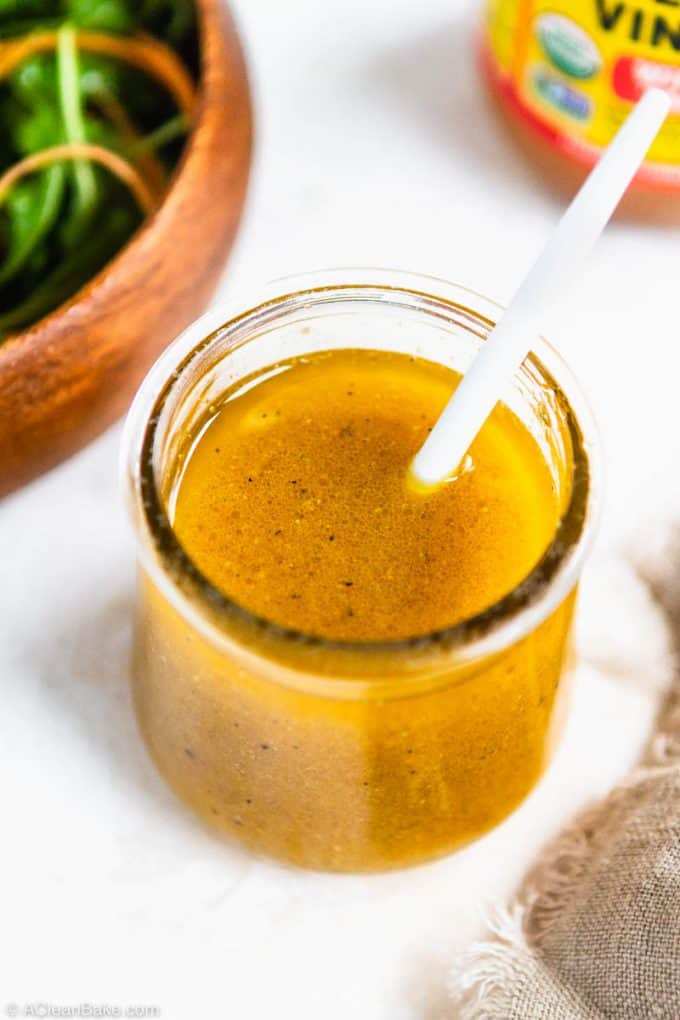 Apple Cider Vinegar Dressing (Apple Cider Vinaigrette) in a jar