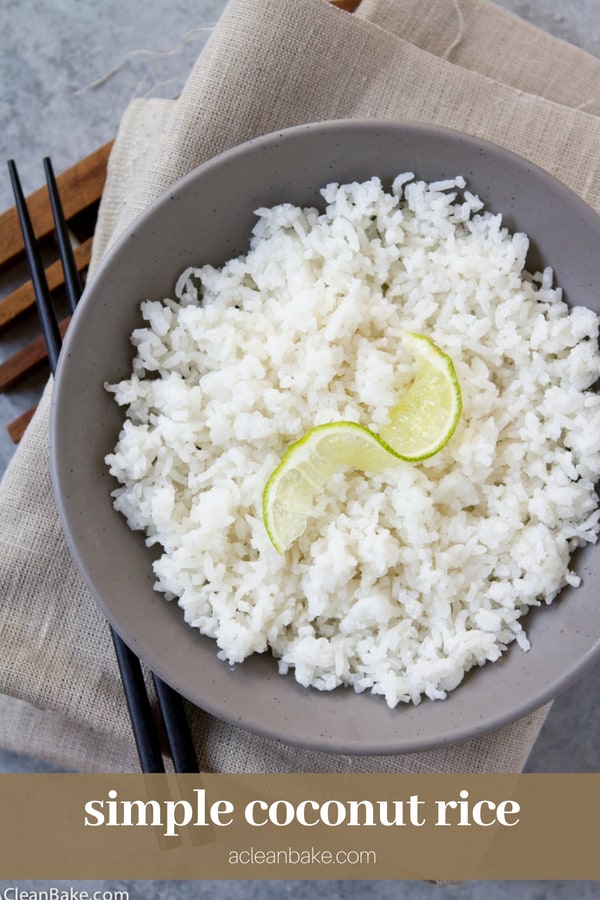 Easy Coconut Rice #glutenfree #glutenfreerecipe #glutenfreesidedish #paleo #Paleorecipes #paleosidedish #easyrecipes #healthyrecipes #vegetarianrecipes #asianrecipes #healthydinners #healthydinnerrecipes