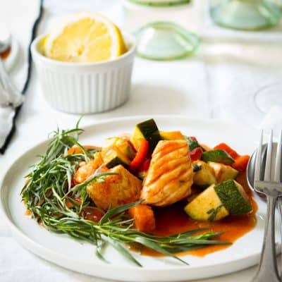 Braised Cod with Summer Vegetables (Gluten Free, Paleo, Low Carb)