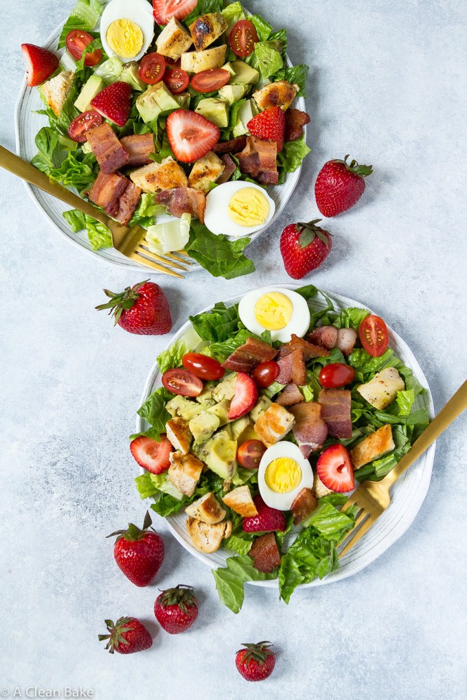 Strawberry Cobb Salad (Dairy Free, Paleo)