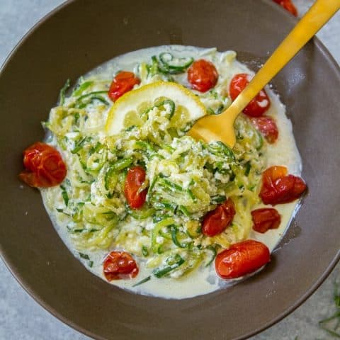 Zucchini Noodles with Lemon Tarragon Ricotta (gluten free, low carb)