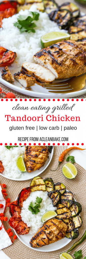 Clean Eating Grilled Tandoori Chicken - a perfect make ahead option for weeknight dinner! (gluten free, paleo, low carb)