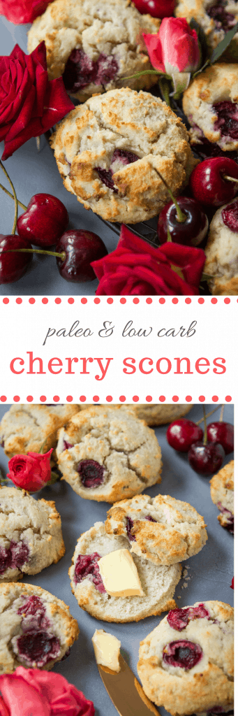Paleo Cherry Scones #sugarfree #glutenfree #lowcarb #dairyfree #scone #breakfast #dessert #recipe