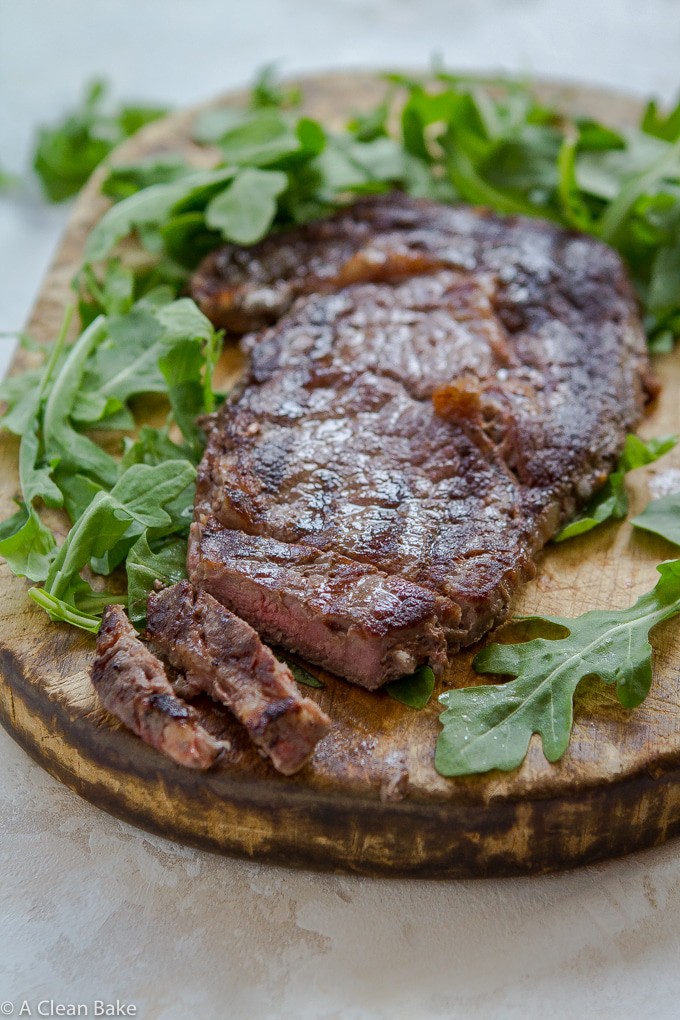 Summer Steak Salad Recipe with Peaches and Basil Vinaigrette (gluten free, paleo, whole30)