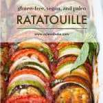 Ratatouille is an easy dinner or side dish that is so healthy and delicious! It's naturally gluten free, vegan, paleo, low carb, and Whole30 compliant. ##glutenfree #glutenfreerecipe #Paleo #Paleorecipe #healthy #healthyrecipe #easy #easyrecipe #realfood #lowcarb #lowcarbrecipe #healthyrecipes #healthydinner #easyrecipes #easydinner #glutenfreedinner #vegandinner #paleodinner