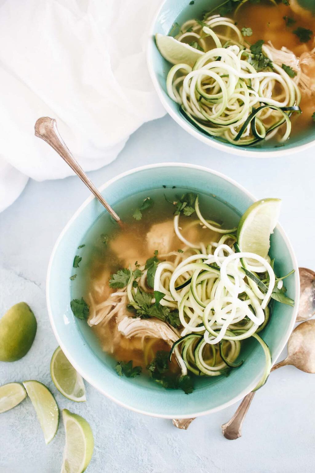 Healthy Paleo Slow Cooker Dinners - Paleo Chicken Pho with Zoodles
