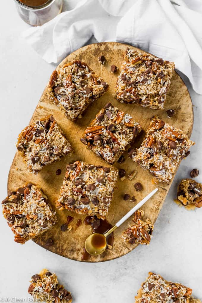 Gluten Free & Paleo Magic Cookie Bars Recipe | A Clean Bake