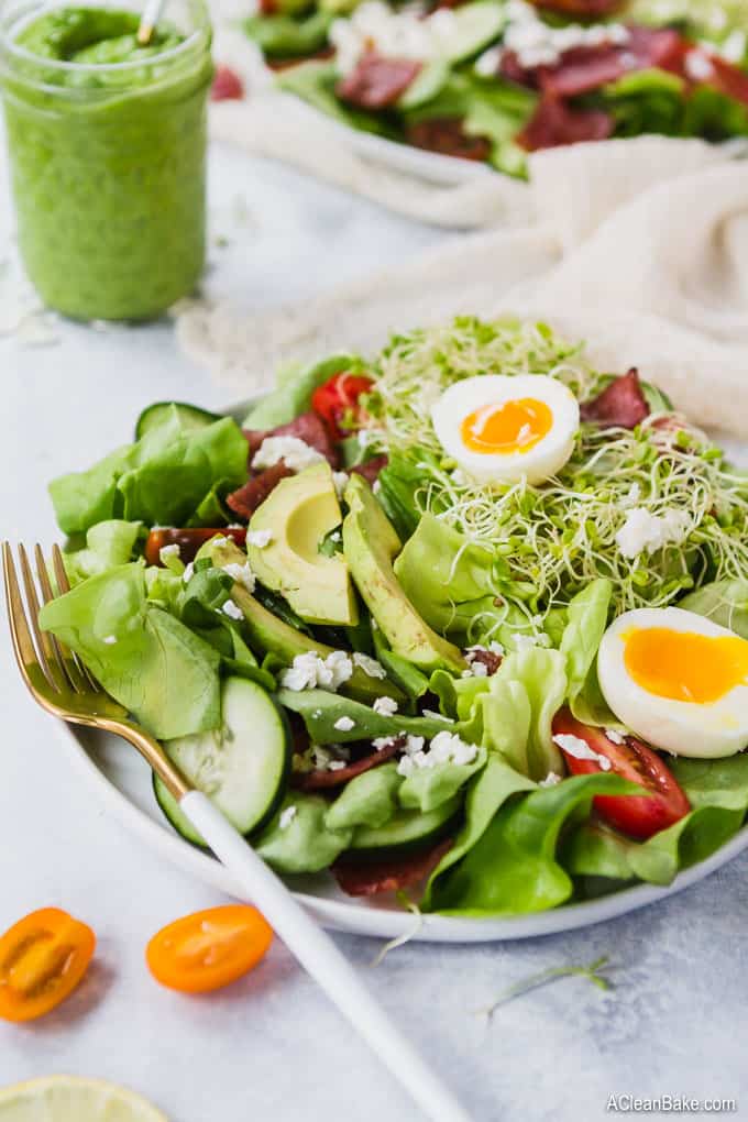 Cobb Green Goddess Salad (Gluten Free, Low Carb, Paleo) | A Clean Bake