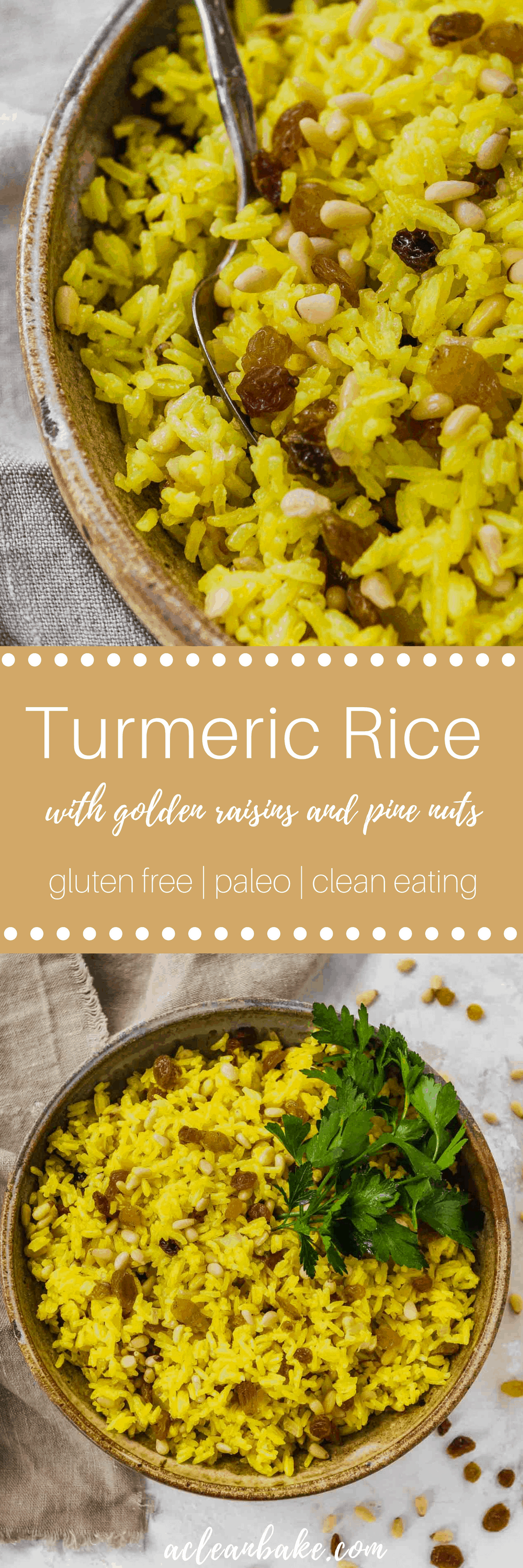 Turmeric Rice with Golden Raisins and Pine Nuts #glutenfree #glutenfreedinner #sidedish #glutenfreerecipe #paleo #Paleorecipes #Paleorecipe #paleosidedish #turmeric #antiinflammatory #superfoods