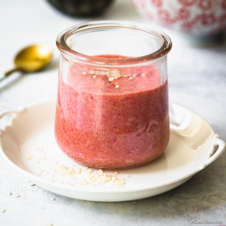 Strawberry Tahini #glutenfree #grainfree #paleo #vegan #lowcarb #sugarfree #keto #glutenfreesnack #nutfree #paleosnack #ketosnack #vegansnack #glutenfreerecipe #paleorecipe #veganrecipe #ketorecipe #lowcarbrecipe #Lowcarbsnack #sugarfree #whole30