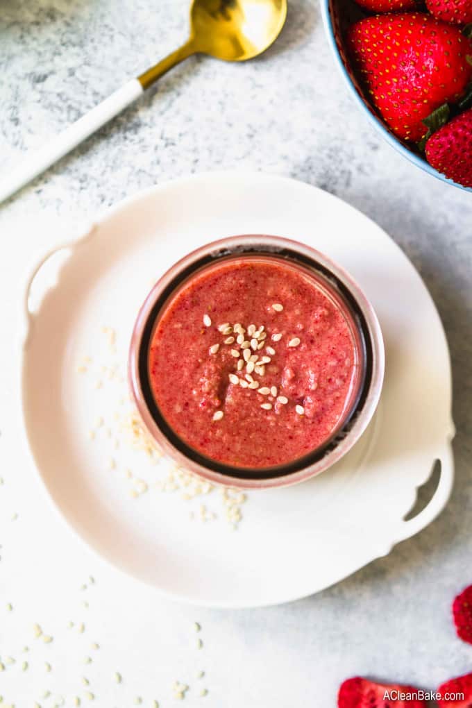 Homemade Strawberry Tahini (Gluten free, paleo, vegan, nut free, sugar free, low carb, and keto)