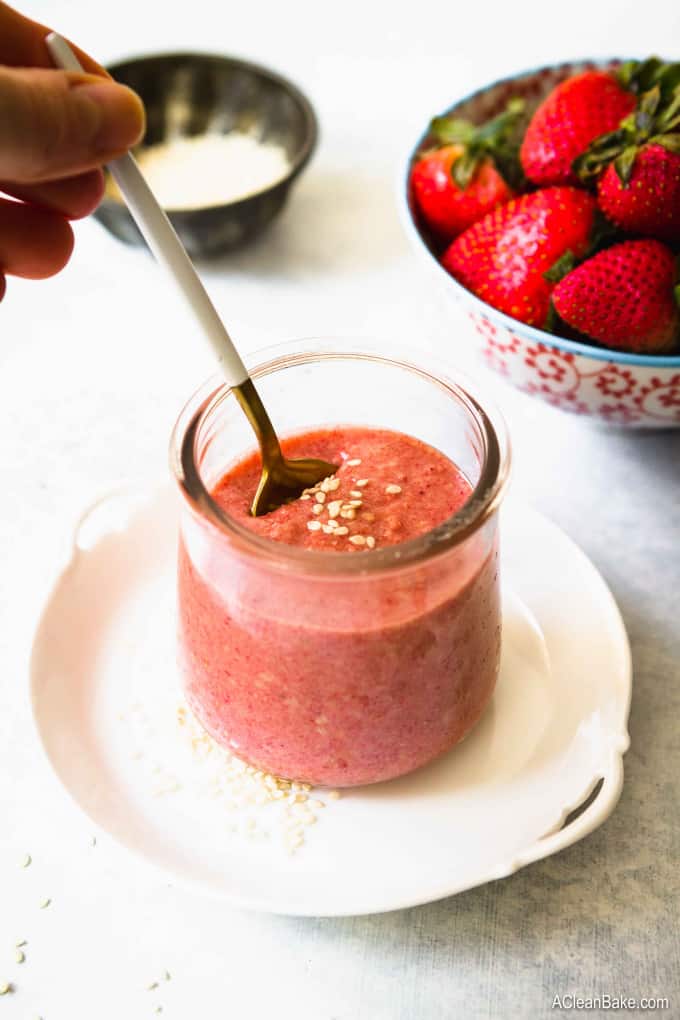 Homemade Strawberry Tahini (Gluten free, paleo, vegan, nut free, sugar free, low carb, and keto)