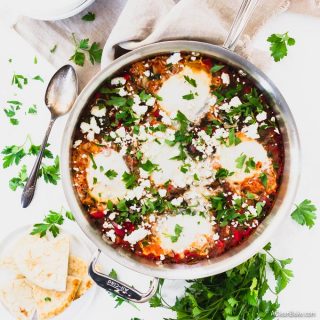 Shakshuka with Feta and Extra Veggies (gluten free, paleo, whole30)