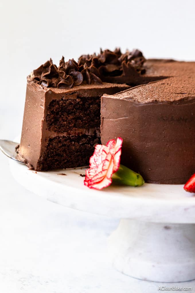 Paleo Chocolate Cake - Supremely moist, dense, and rich - the way a chocolate cake should be. #glutenfree #paleo #grainfree #healthydessert #healthybaking #chocolate #lowcarb #lowcarbdessert #glutenfreedessert #glutenfreecake #paleocake