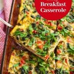 This gluten free breakfast casserole is perfect for meal prep, hungry kids, holiday guests and everything in between! A base of @udisglutenfree sandwich bread topped with all real food ingredients make this a hearty and delicious meal. Pin this recipe for later - you'll be glad you did! #glutenfree #realfood #glutenfreebreakfast #healthybreakfast #glutenfreerecipes #udisglutenfree #healthyrecipes #cleaneating