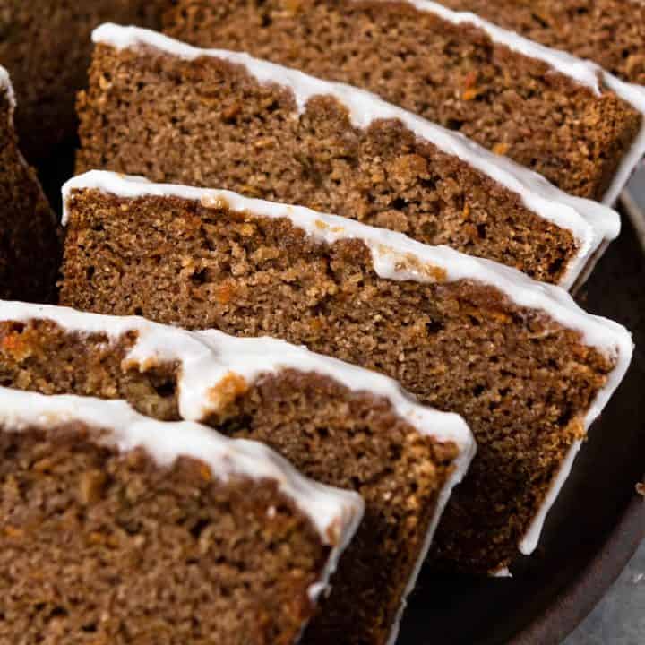 Spiced paleo sweet potato spice bread on a serving platter