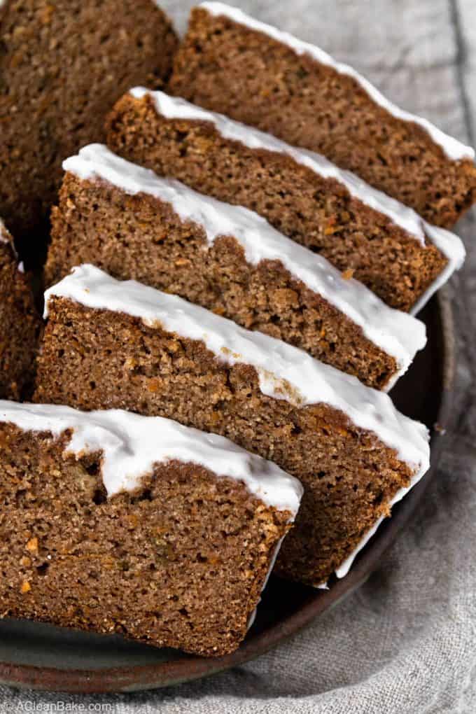 Spiced paleo sweet potato spice bread on a serving platter