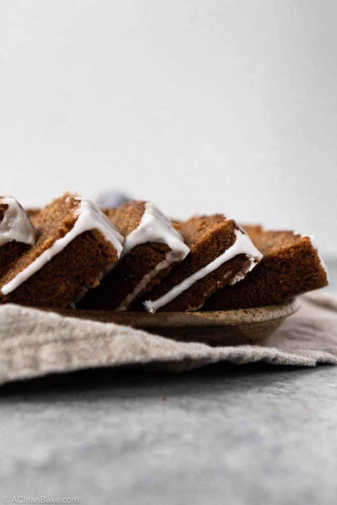 Spiced paleo sweet potato spice bread on a serving platter