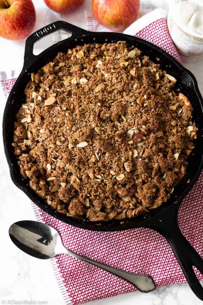 Pan of vegan paleo apple crisp