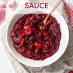 This paleo cranberry sauce is the easies Thanksgiving dinner side you'll ever make. It requires only 4 ingredients (plus water) and about 15 minutes of your time, and is naturally sweetened with coconut sugar and orange juice. Don't stress about the sides this year! #paleo #paleorecipes #paleothanksgiving #cleaneating #cleaneatingrecipes #glutenfreethanksgiving #glutenfreerecipes #sidedish #thanksgivingside #vegan #veganrecipes #veganthanksgiving #cranberry #cranberryrecipes #realfood