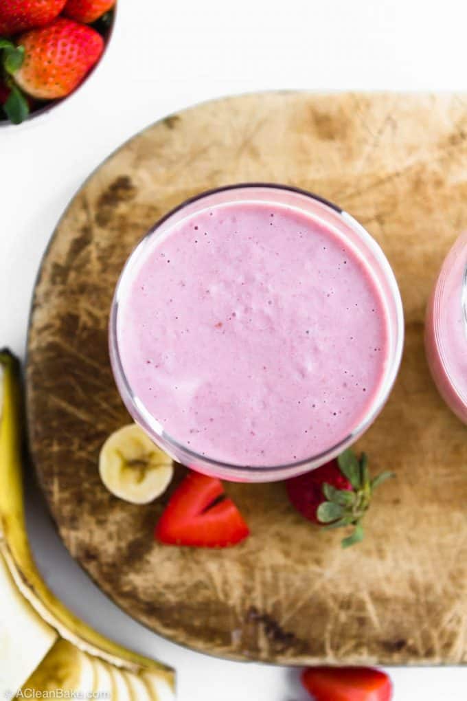 Strawberry Banana Smoothie with Added Protein in a cup