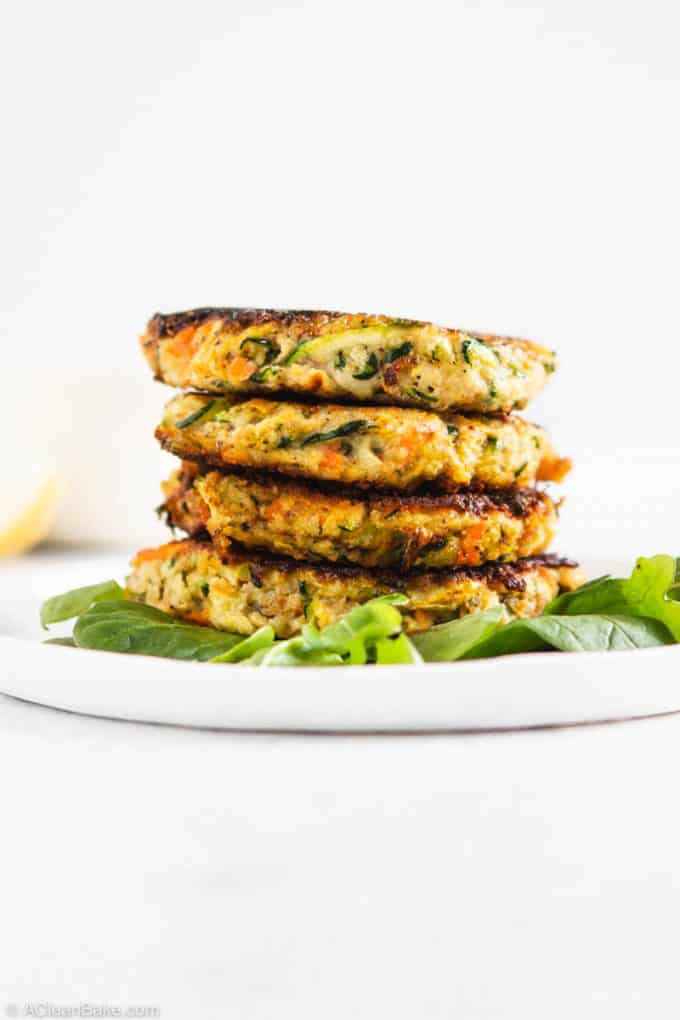 Pile of paleo gluten free vegetable fritters