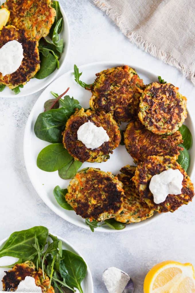 Plate of paleo gluten free vegetable fritters