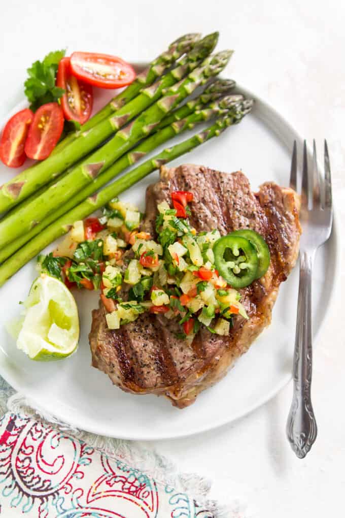 Grilled Skirt Steak with Pineapple Jalapeno Salsa