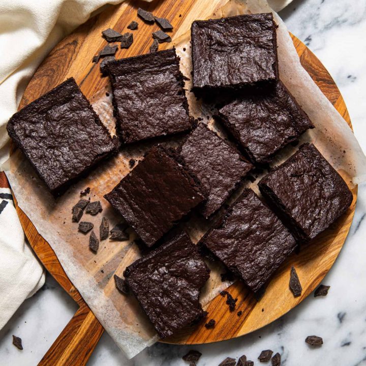 Paleo Gluten Free Brownies on a cutting board