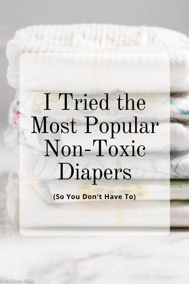 Pile of folded diapers with overlay text 